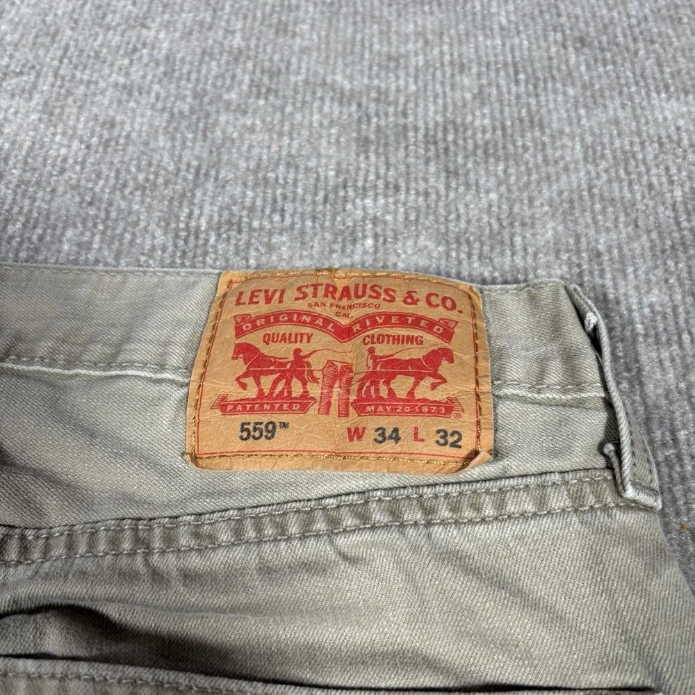Levi 559 Jeans Mens 34x30 Relaxed Fit Straight Leg Beige Khaki‎ Denim Cotton